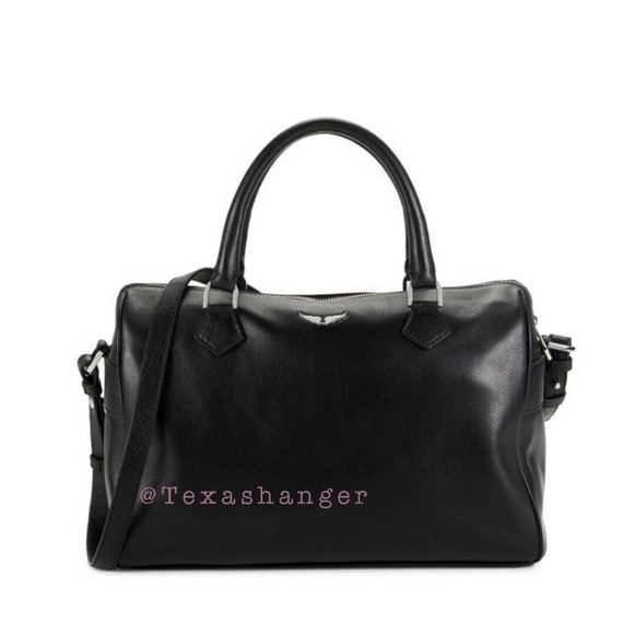 NWT Zadig Voltaire Medium Sunny Wings Leather Satchel Noir - Picture 1 of 13